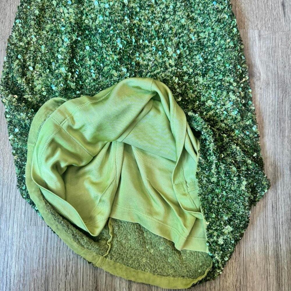 Vintage Made in Paris Green Beaded Dress SMALL fairy tinkerbell - Picture 6 of 8
